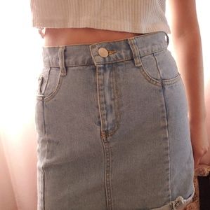 High rise jean skirt